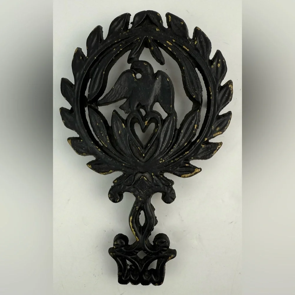 Vintage Set of‎ Three Cast Iron Trivets/Wall Hangings - Grapes & Eagle Design
